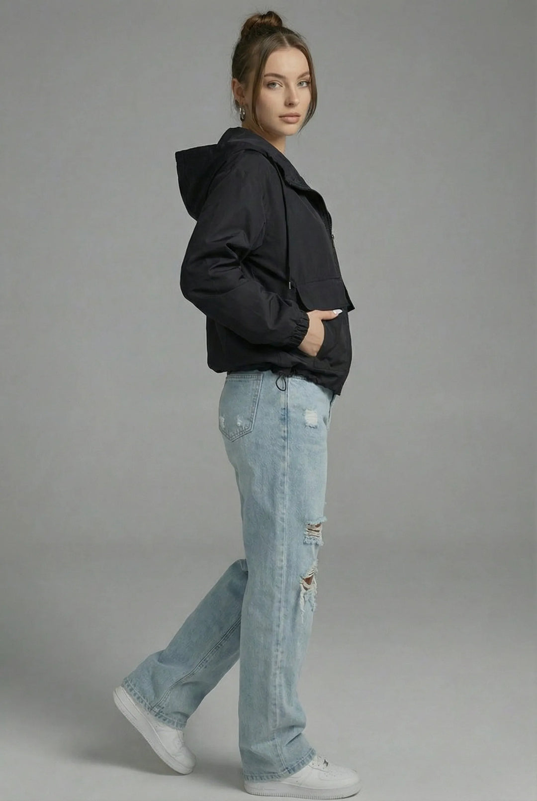 Women’s Cropped Lightweight Jacket with Hood