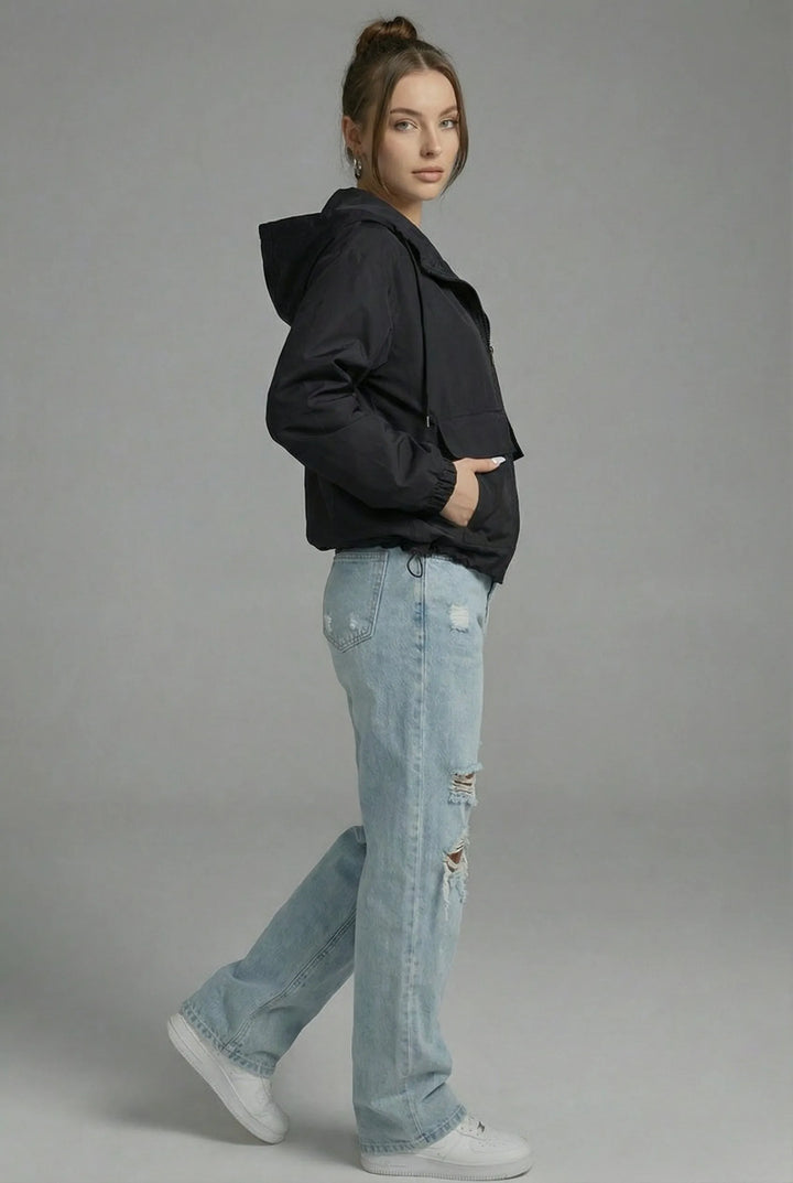 Women’s Cropped Lightweight Jacket with Hood