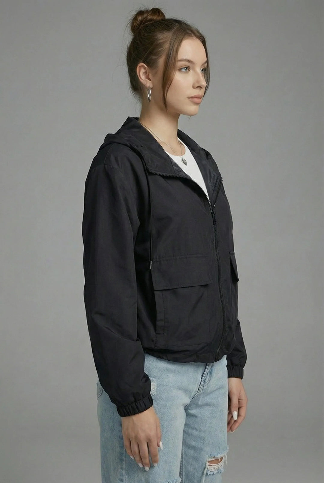 Women’s Cropped Lightweight Jacket with Hood