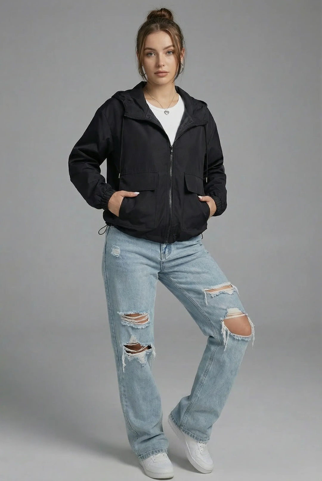 Women’s Cropped Lightweight Jacket with Hood