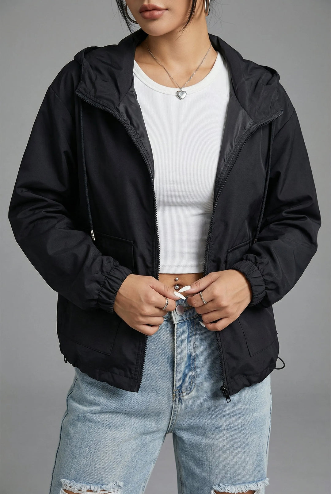 Women’s Cropped Lightweight Jacket with Hood