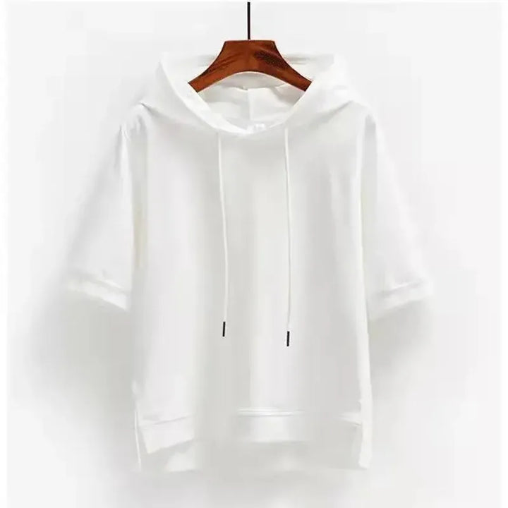 Women's Cropped Oversized Hoodie with Short Sleeve