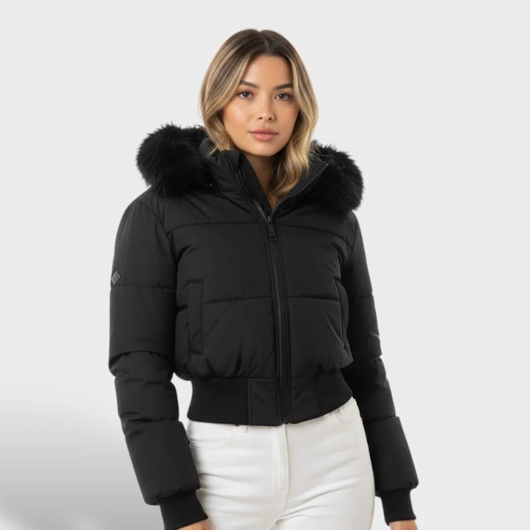 Women’s Cropped Quilted Jacket with Hood