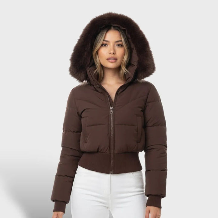 Women’s Cropped Quilted Jacket with Hood