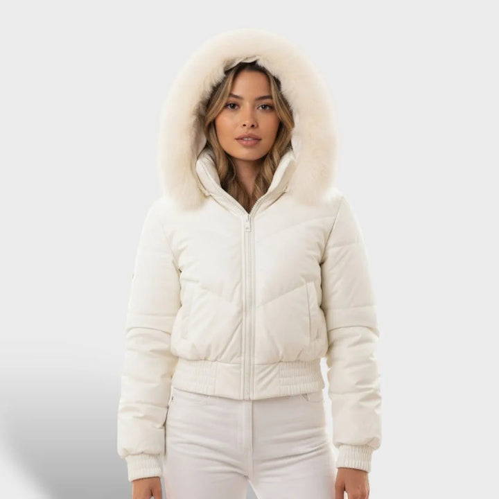 Women’s Cropped Quilted Jacket with Hood