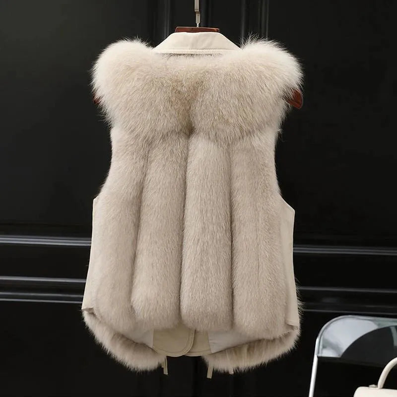 Women’s Elegant Warm Vest with Turn-Down Collar