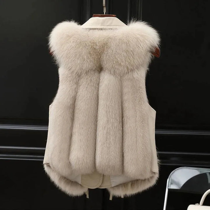 Women’s Elegant Warm Vest with Turn-Down Collar