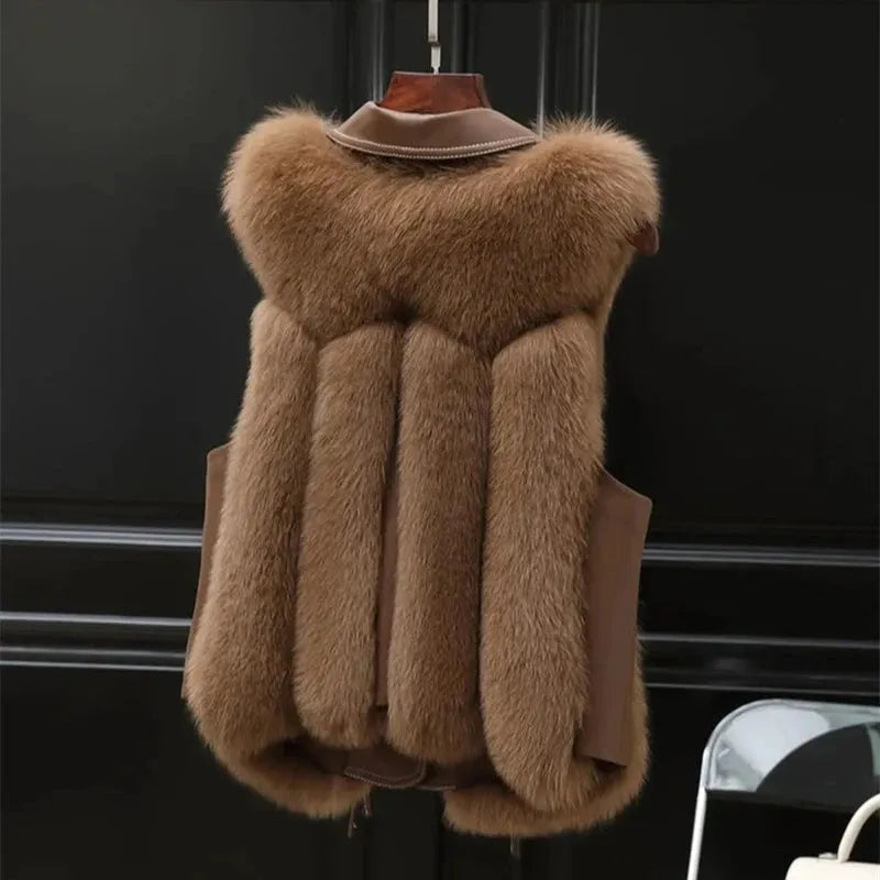 Women’s Elegant Warm Vest with Turn-Down Collar