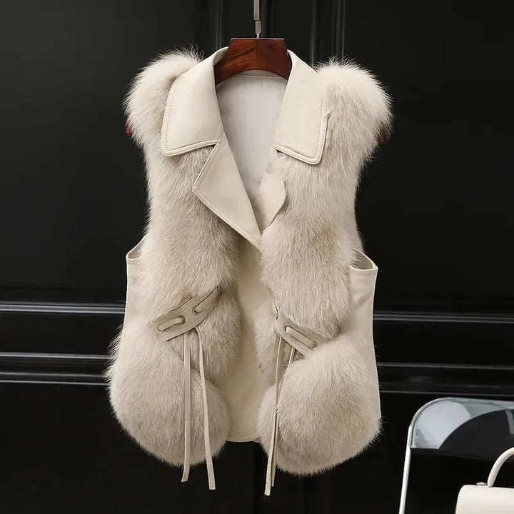 Women’s Elegant Warm Vest with Turn-Down Collar