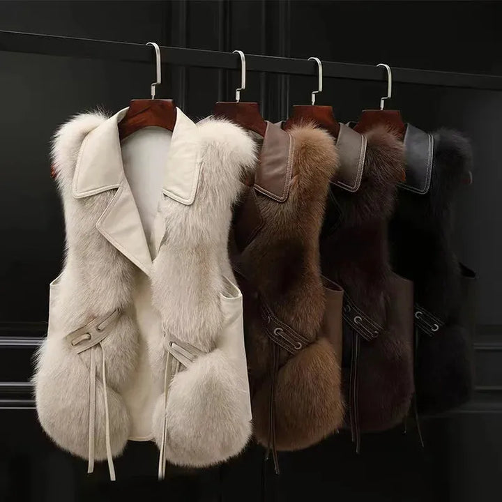 Women’s Elegant Warm Vest with Turn-Down Collar