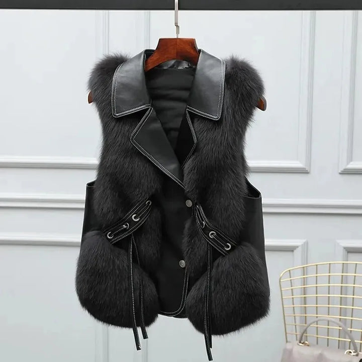 Women’s Elegant Warm Vest with Turn-Down Collar