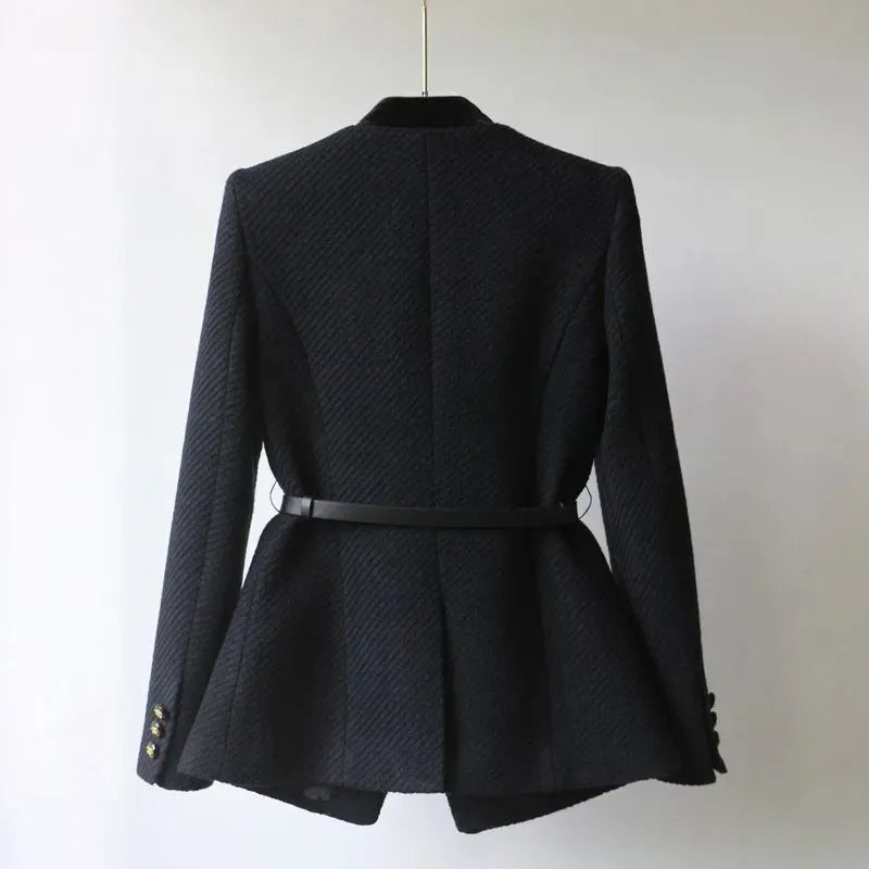 Women's Slim Fit Tweed Jacket with Button Closure