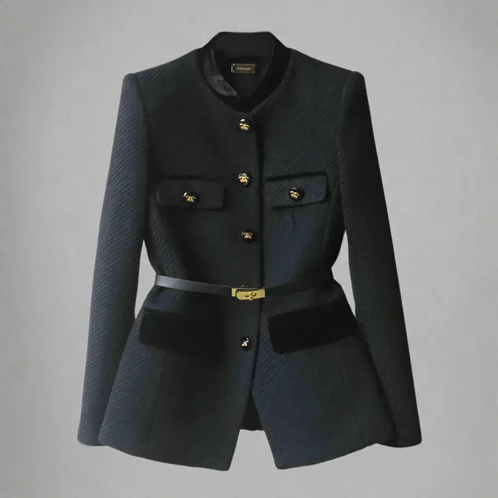 Women's Slim Fit Tweed Jacket with Button Closure