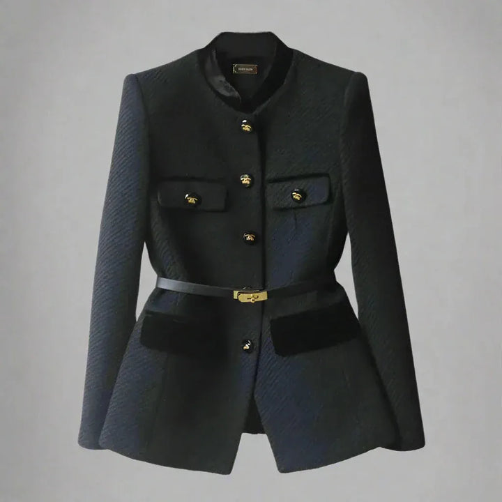 Women's Slim Fit Tweed Jacket with Button Closure