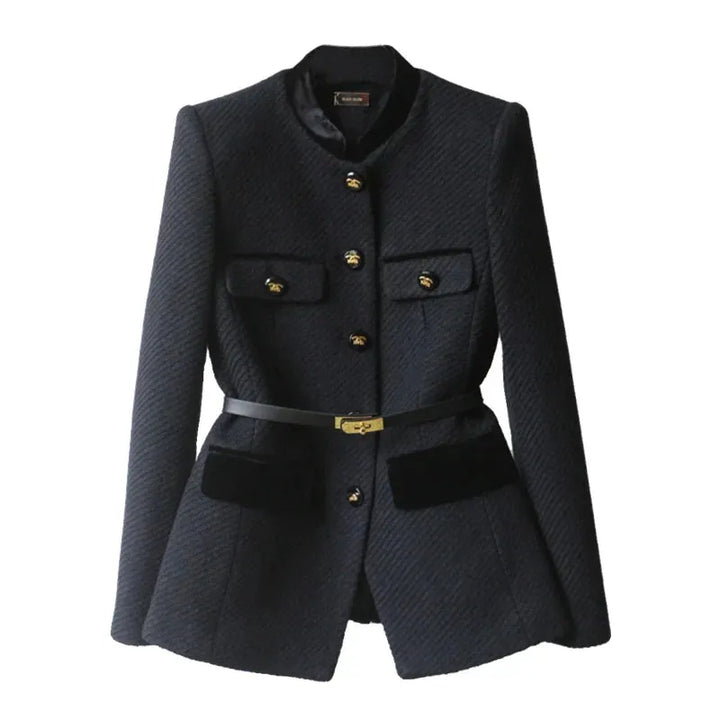 Women's Slim Fit Tweed Jacket with Button Closure