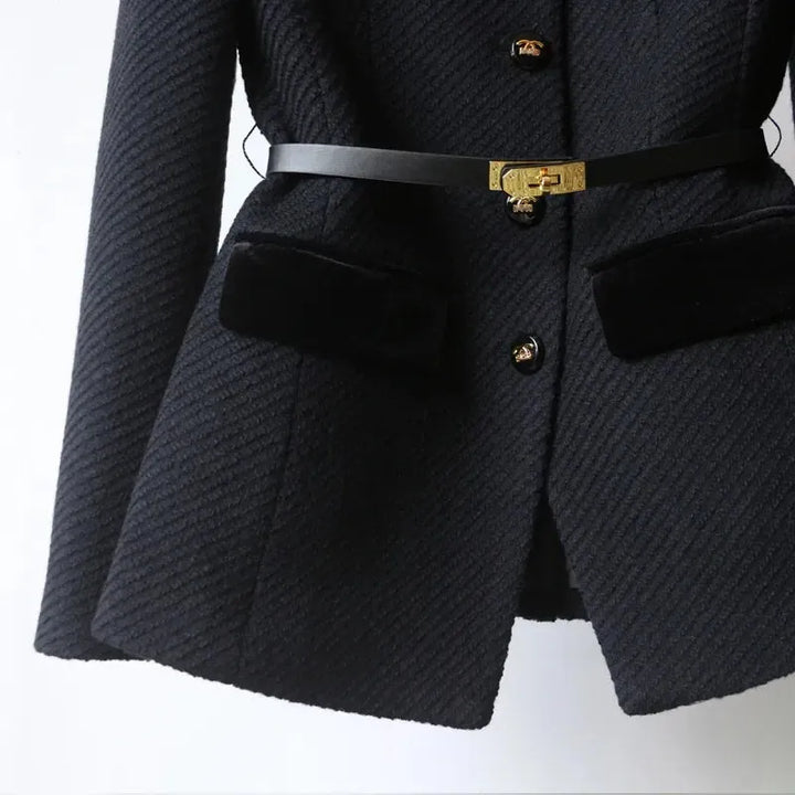 Women's Slim Fit Tweed Jacket with Button Closure