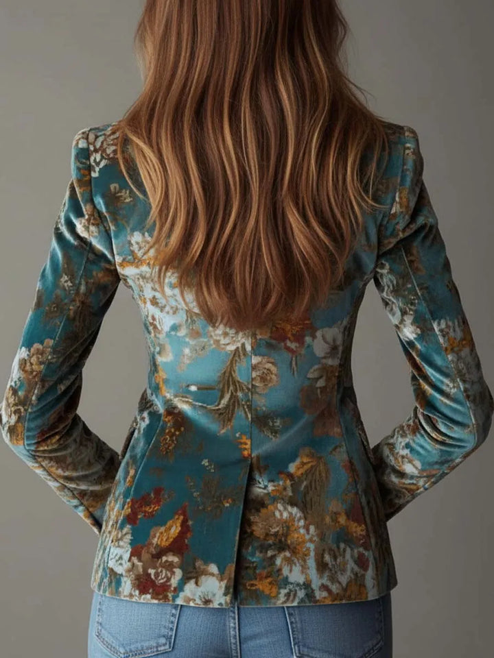 Women's Floral Lightweight Blazer with Button Closure