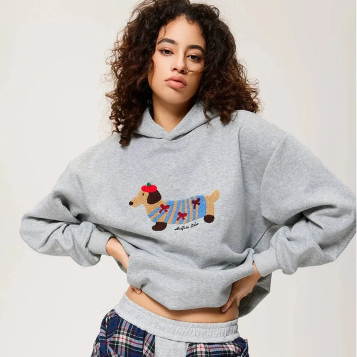 Women's Graphic Cute Hoodie with Embroidered