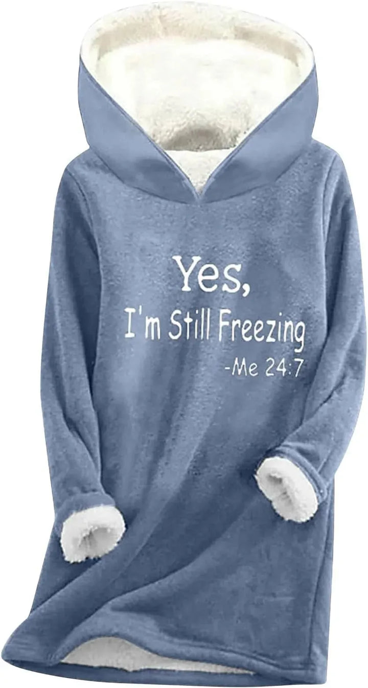 Women's Graphic Long Hoodie with Embroidered