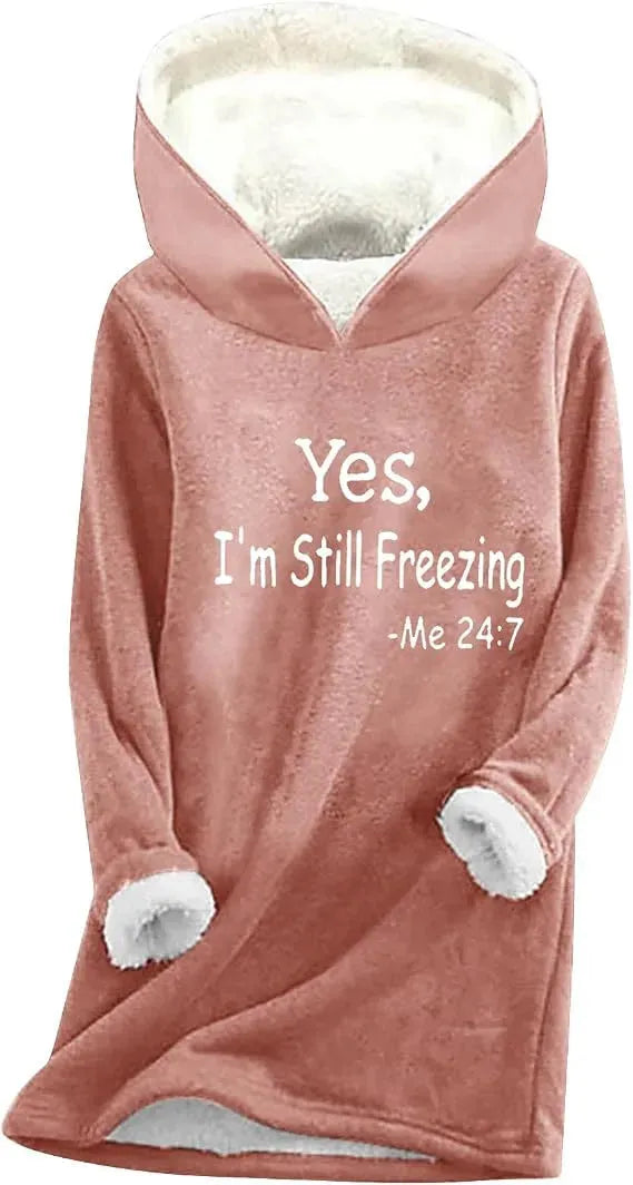 Women's Graphic Long Hoodie with Embroidered