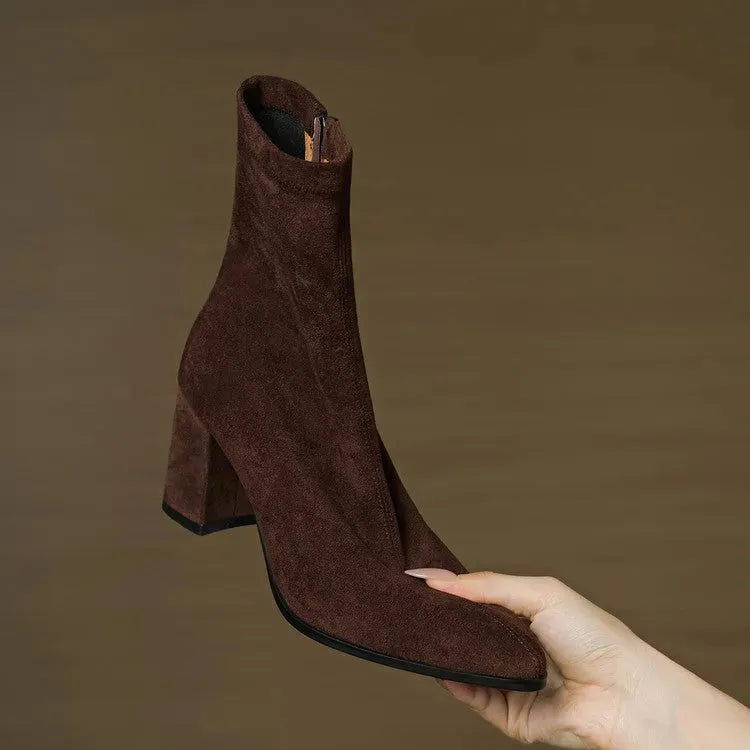 Women's Heeled Ankle Boots with Side Zip