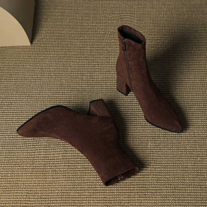 Women's Heeled Ankle Boots with Side Zip