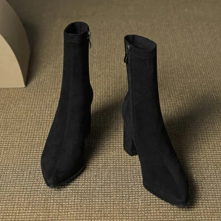 Women's Heeled Ankle Boots with Side Zip