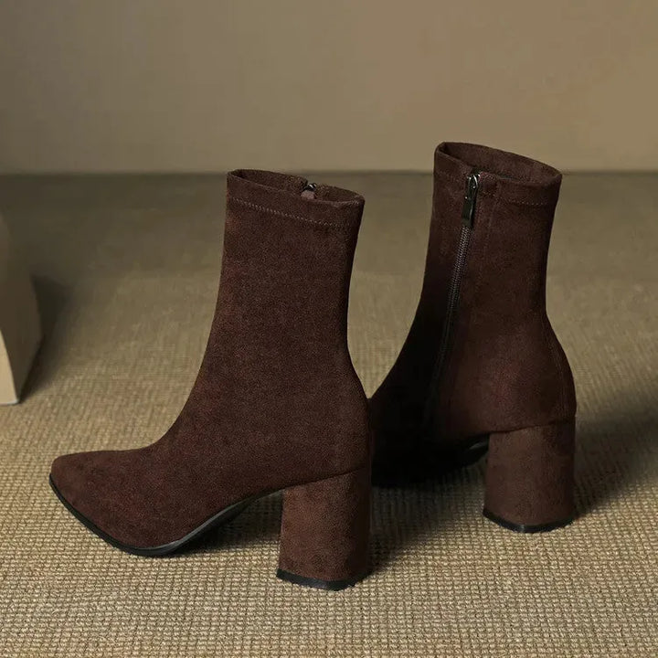 Women's Heeled Ankle Boots with Side Zip