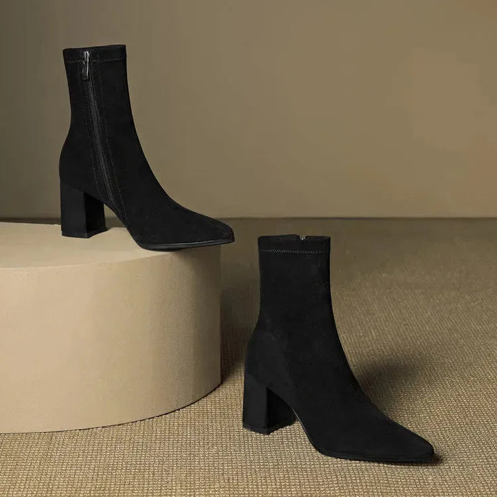 Women's Heeled Ankle Boots with Side Zip