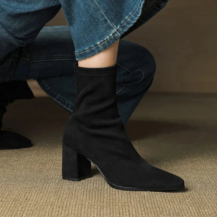 Women's Heeled Ankle Boots with Side Zip