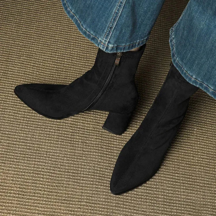 Women's Heeled Ankle Boots with Side Zip