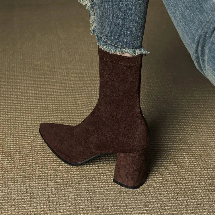 Women's Heeled Ankle Boots with Side Zip