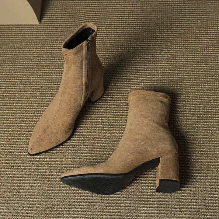 Women's Heeled Ankle Boots with Side Zip