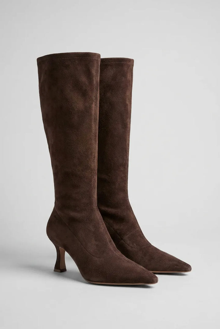 Women's Knee High Block Heel Boots with Pointed Toe