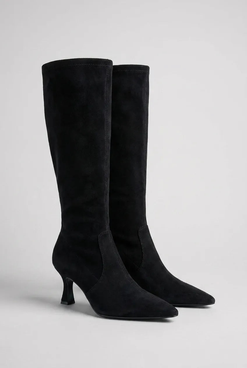 Women's Knee High Block Heel Boots with Pointed Toe