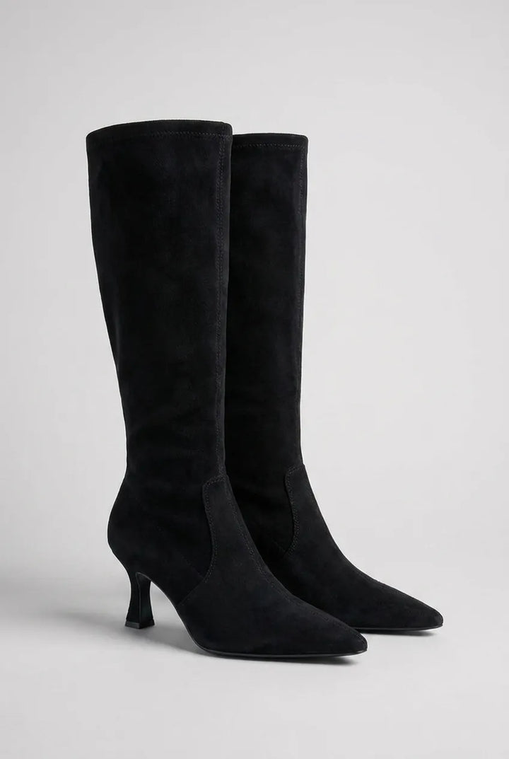 Women's Knee High Block Heel Boots with Pointed Toe