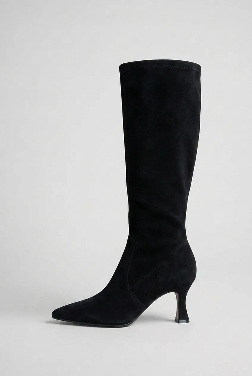 Women's Knee High Block Heel Boots with Pointed Toe