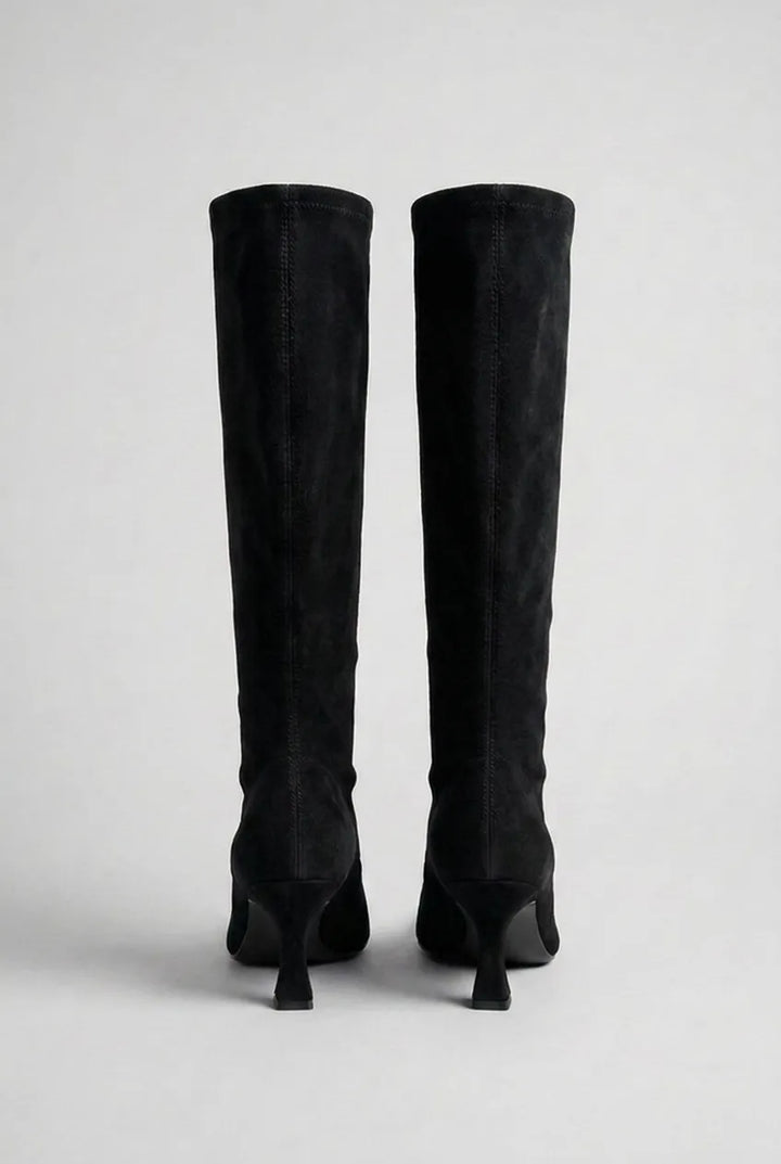 Women's Knee High Block Heel Boots with Pointed Toe