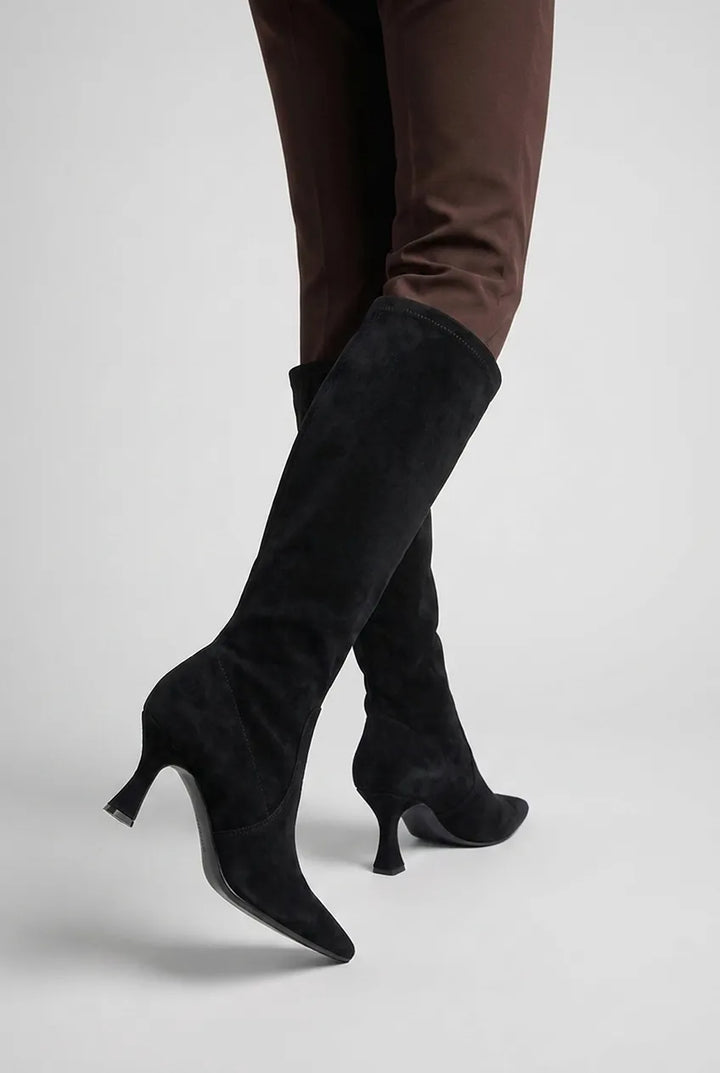 Women's Knee High Block Heel Boots with Pointed Toe