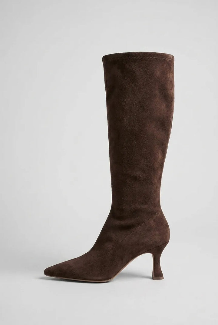 Women's Knee High Block Heel Boots with Pointed Toe