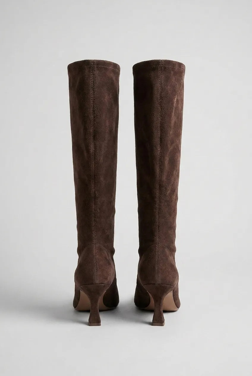 Women's Knee High Block Heel Boots with Pointed Toe