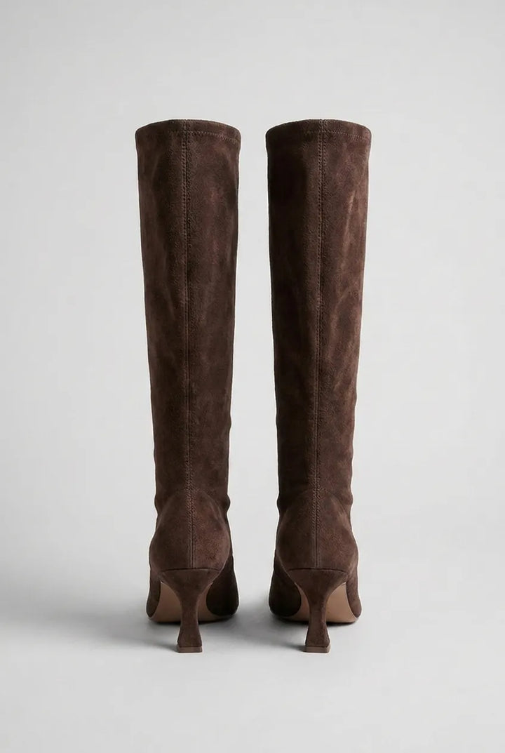 Women's Knee High Block Heel Boots with Pointed Toe