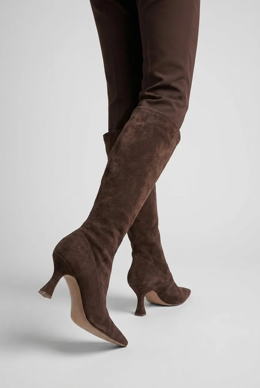 Women's Knee High Block Heel Boots with Pointed Toe