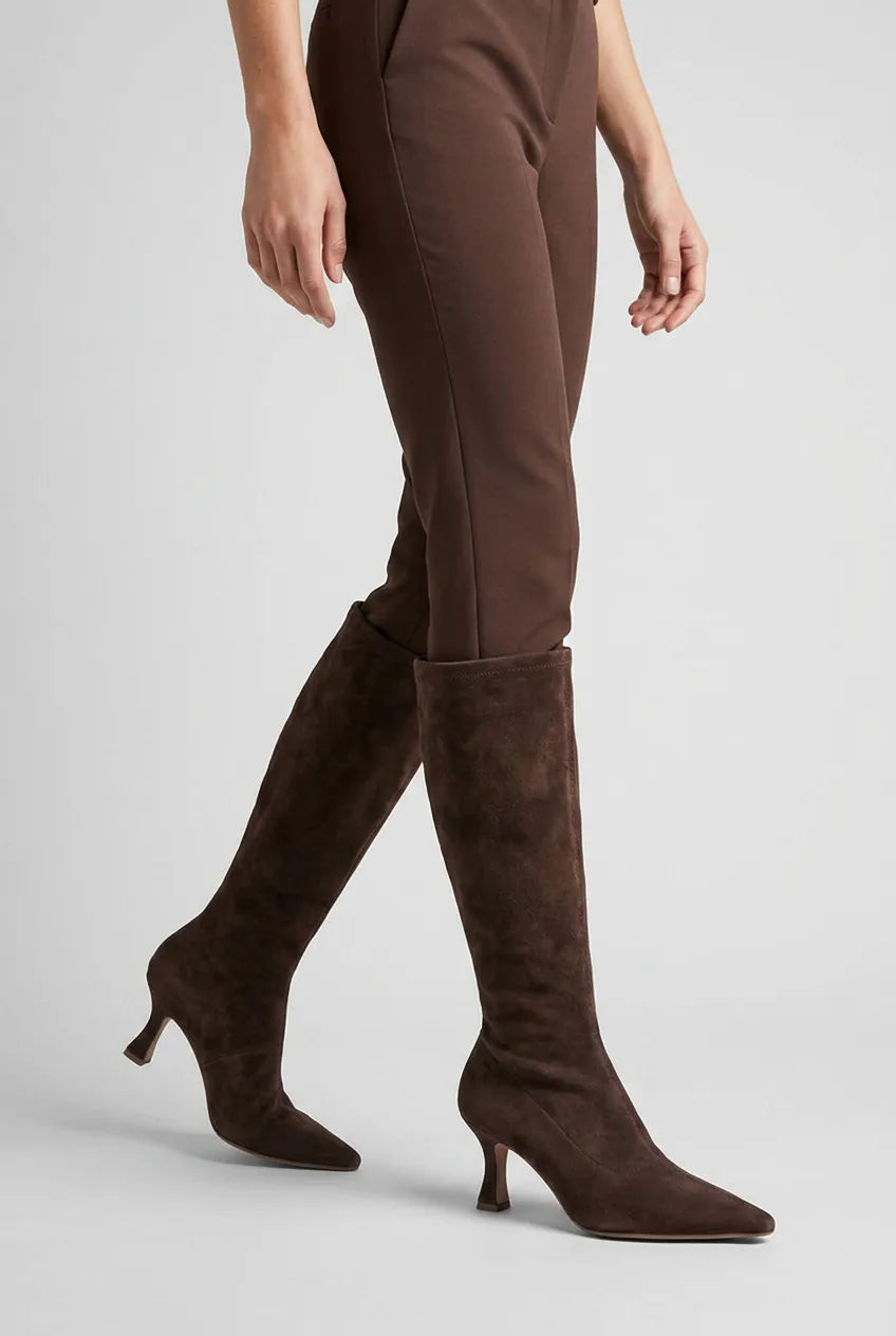 Women's Knee High Block Heel Boots with Pointed Toe