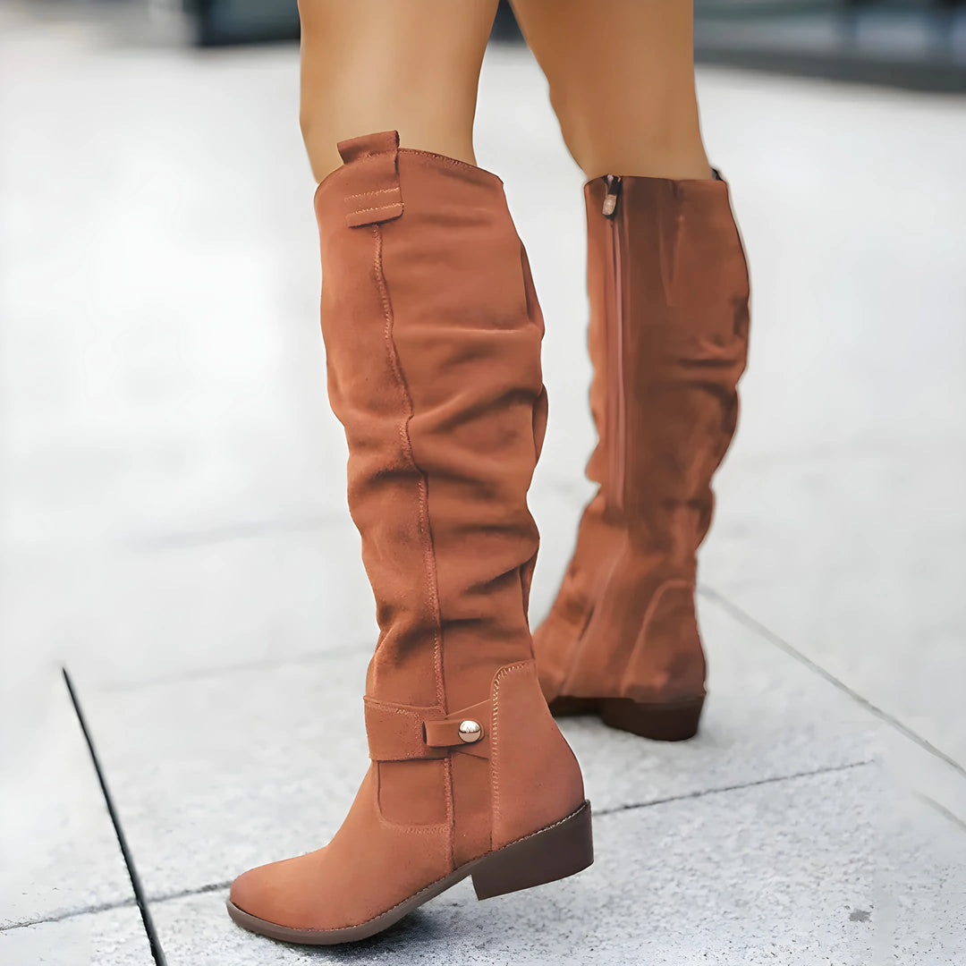 Women’s Knee High Casual Boots with Side Buckle