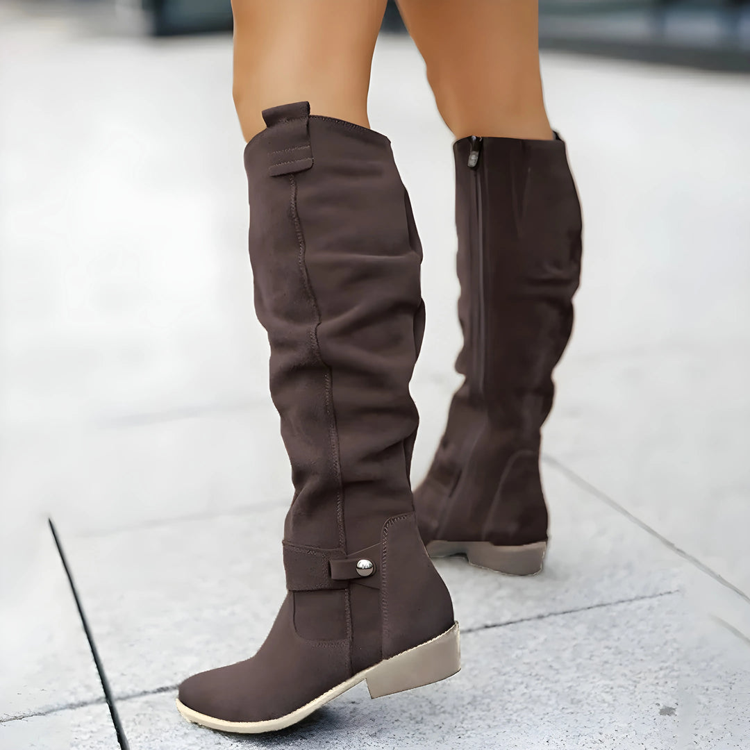 Women’s Knee High Casual Boots with Side Buckle