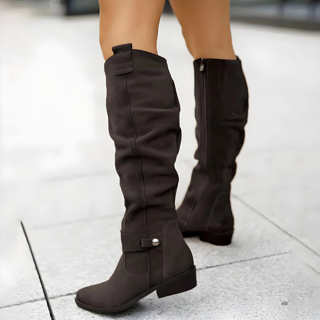 Women’s Knee High Casual Boots with Side Buckle