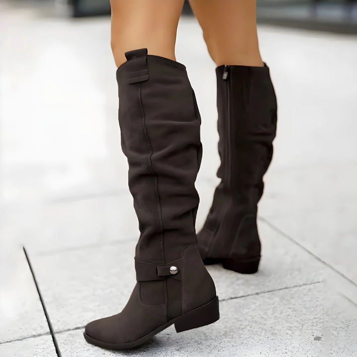 Women’s Knee High Casual Boots with Side Buckle