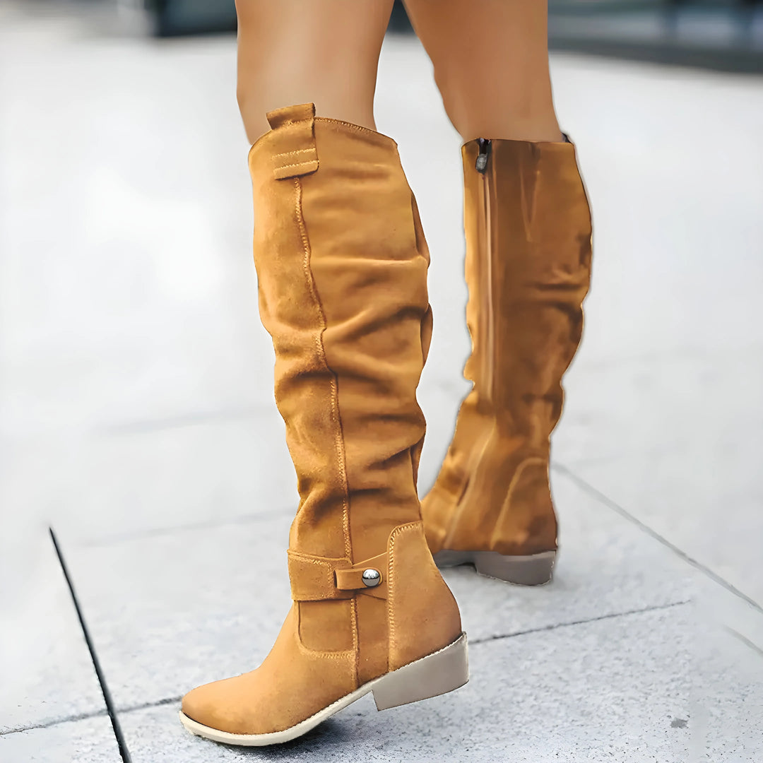 Women’s Knee High Casual Boots with Side Buckle