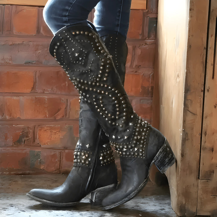 Women’s Knee High Casual Boots with Studded Detailing